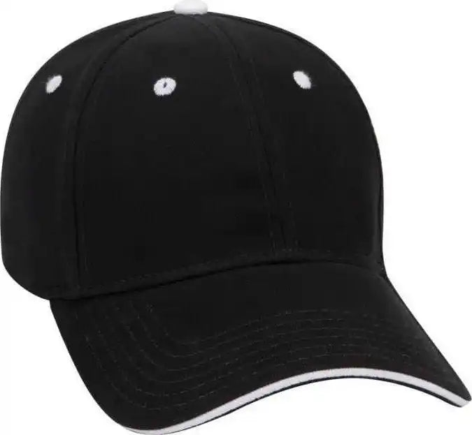 Otto 23-255 Brushed Bull Denim Sandwich Visor Low Profile Pro Style Cap with Loop Closure - Black White - one Size Fits