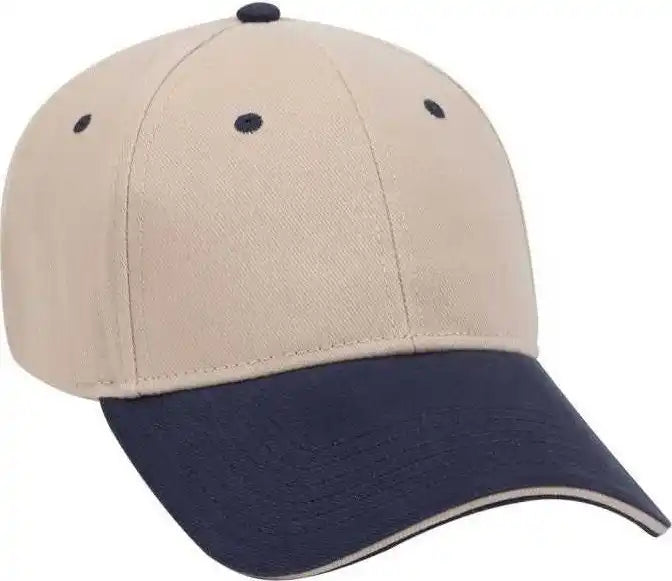 Otto 23-255 Brushed Bull Denim Sandwich Visor Low Profile Pro Style Cap with Loop Closure - Navy Khaki - one Size Fits