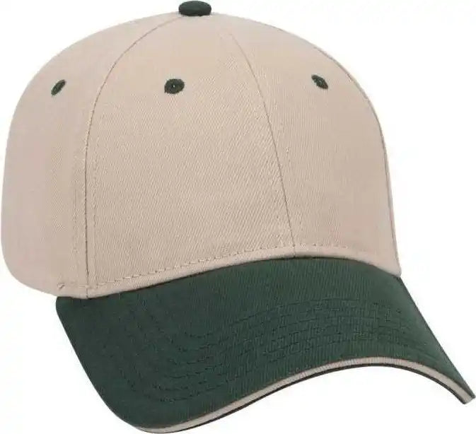 Otto 23-255 Brushed Bull Denim Sandwich Visor Low Profile Pro Style Cap with Loop Closure - Dark Green Khaki - Forest