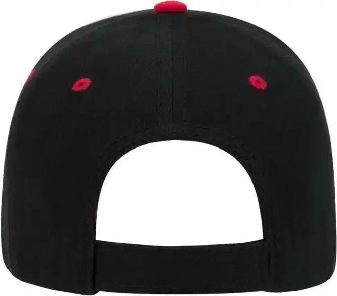 Otto 23-255 Brushed Bull Denim Sandwich Visor Low Profile Pro Style Cap with Loop Closure - Black Red - one Size Fits