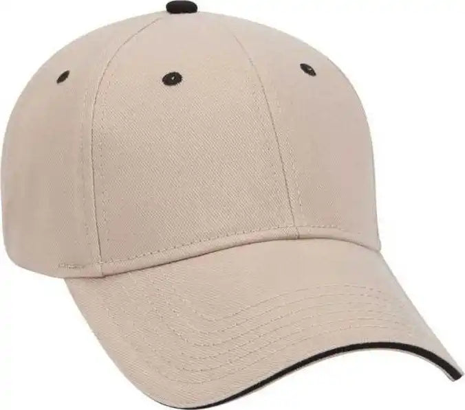 Otto 23-255 Brushed Bull Denim Sandwich Visor Low Profile Pro Style Cap with Loop Closure - Khaki Black - one Size Fits