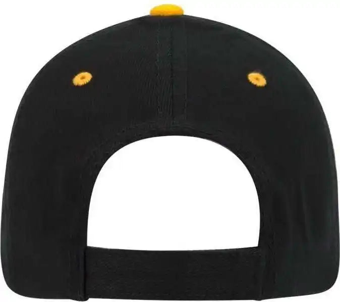 Otto 23-255 Brushed Bull Denim Sandwich Visor Low Profile Pro Style Cap with Loop Closure - Black Gold - one Size Fits