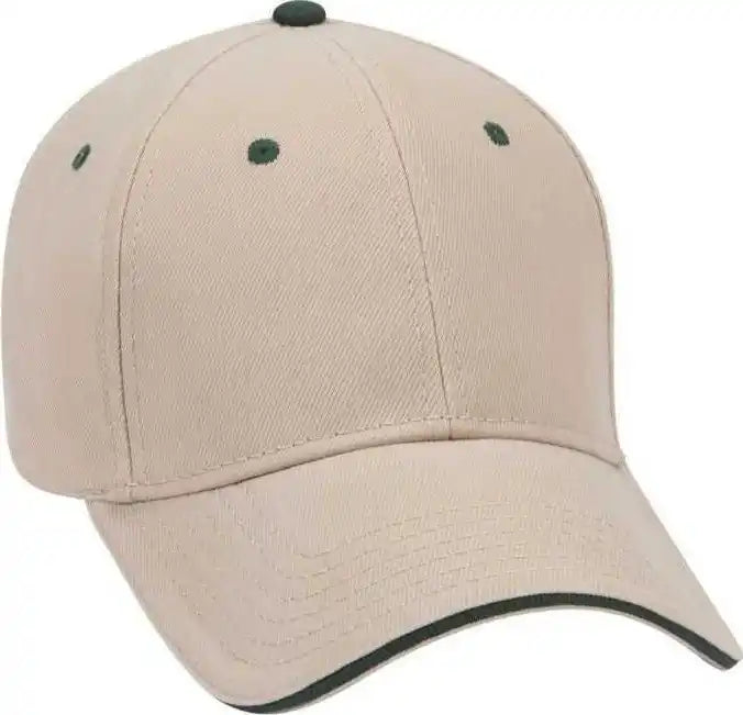 Otto 23-255 Brushed Bull Denim Sandwich Visor Low Profile Pro Style Cap with Loop Closure - Khaki Dark Green - Forest
