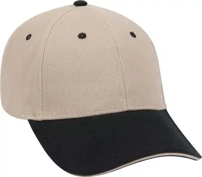 Otto 23 255 Brushed Bull Denim Sandwich Visor Low Profile Pro Style Cap with Loop Closure Black Khaki / one Size Fits