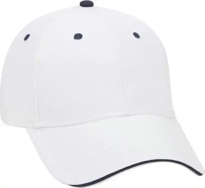 Otto 23-255 Brushed Bull Denim Sandwich Visor Low Profile Pro Style Cap with Loop Closure - White Navy - one Size Fits