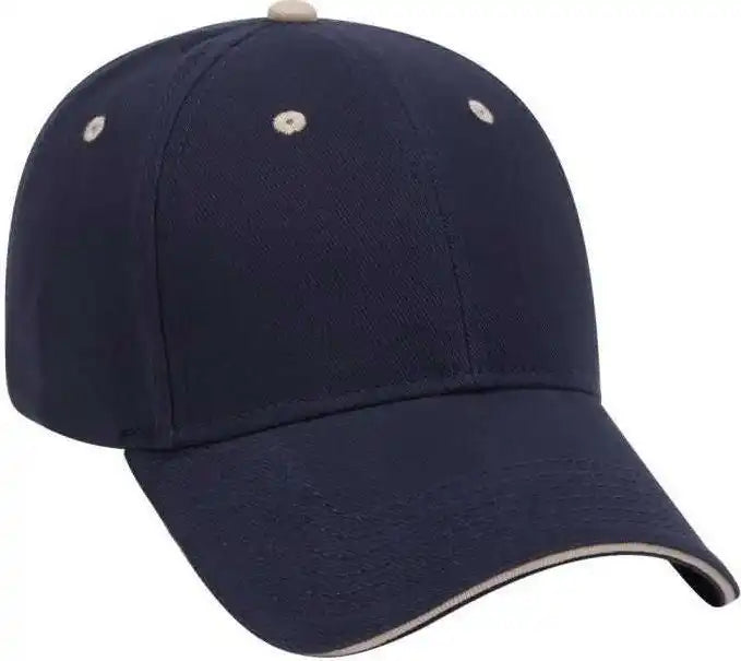 Otto 23-255 Brushed Bull Denim Sandwich Visor Low Profile Pro Style Cap with Loop Closure - Navy Khaki - one Size Fits