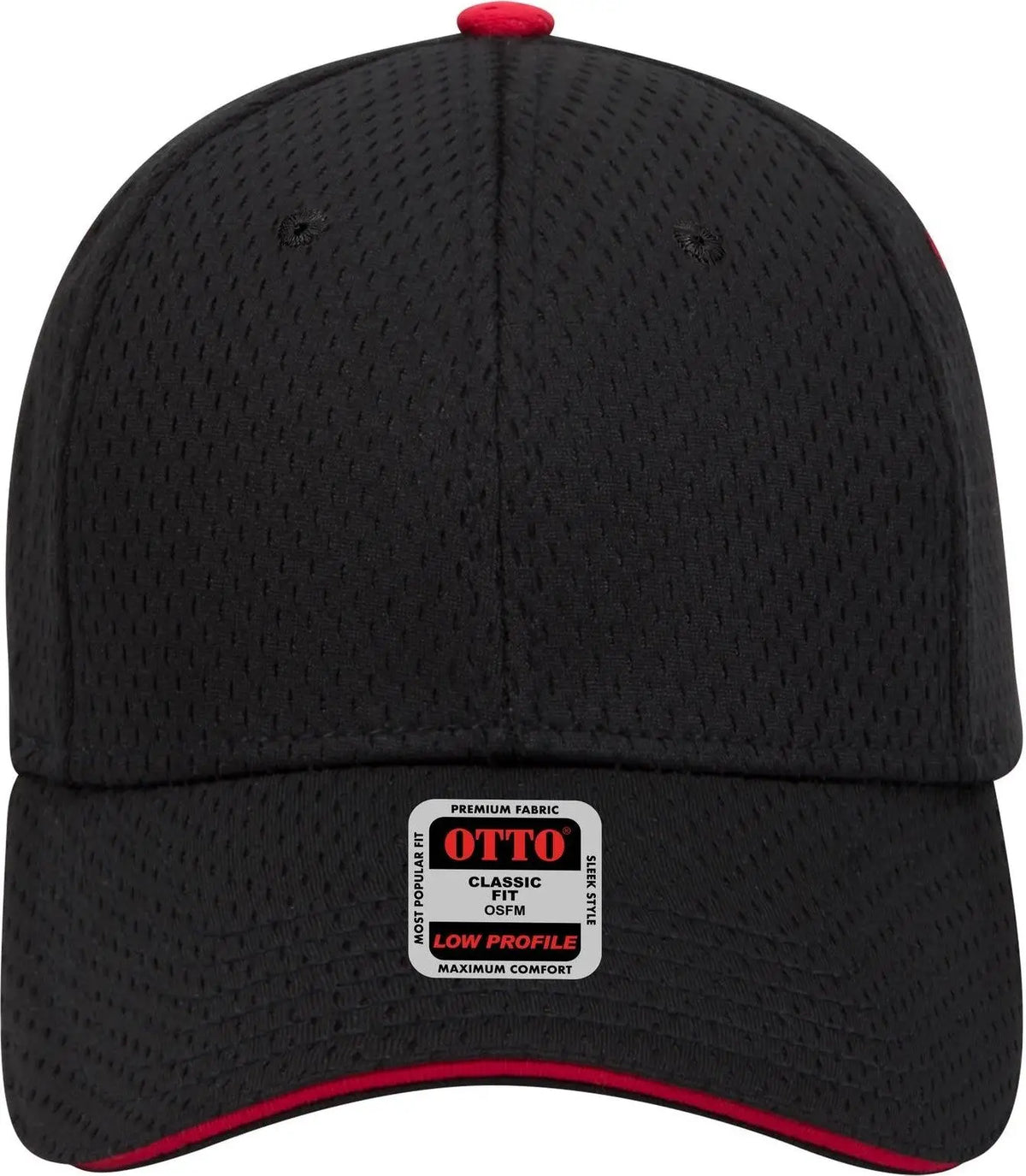 Otto 23-368 6 Panel Low Profile Baseball Cap - Blk/blk/red