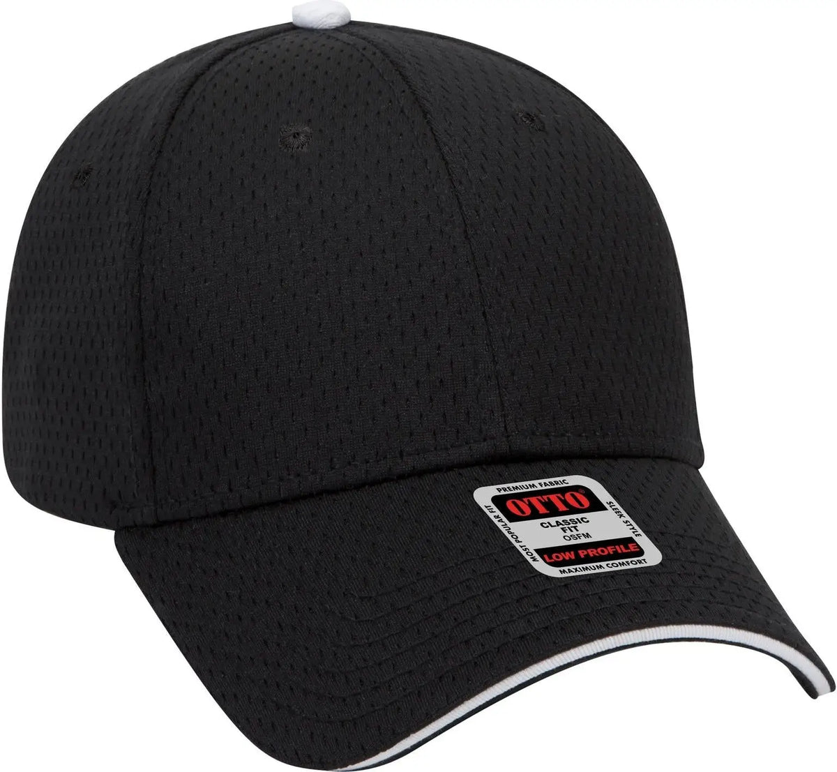 Otto 23-368 6 Panel Low Profile Baseball Cap - Blk/blk/wht - 1/2’’ - 7 5/8’’