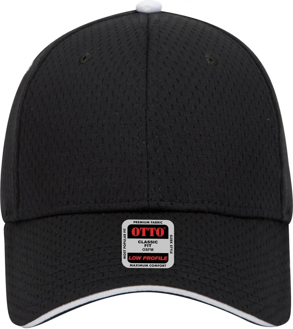 Otto 23-368 6 Panel Low Profile Baseball Cap - Blk/blk/wht - 1/2’’ - 7 5/8’’