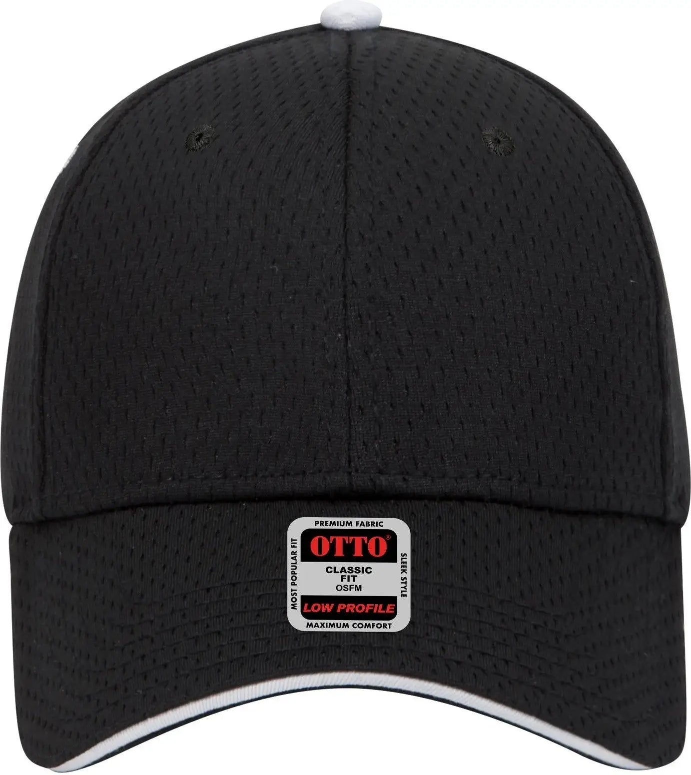Otto 23-368 6 Panel Low Profile Baseball Cap - Blk/blk/wht