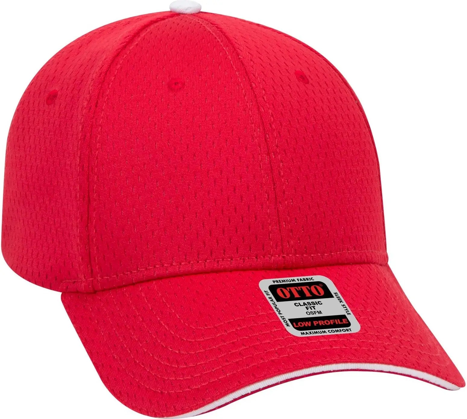 Otto 23-368 6 Panel Low Profile Baseball Cap - Red/red/wht - 1/2’’ - 7 5/8’’