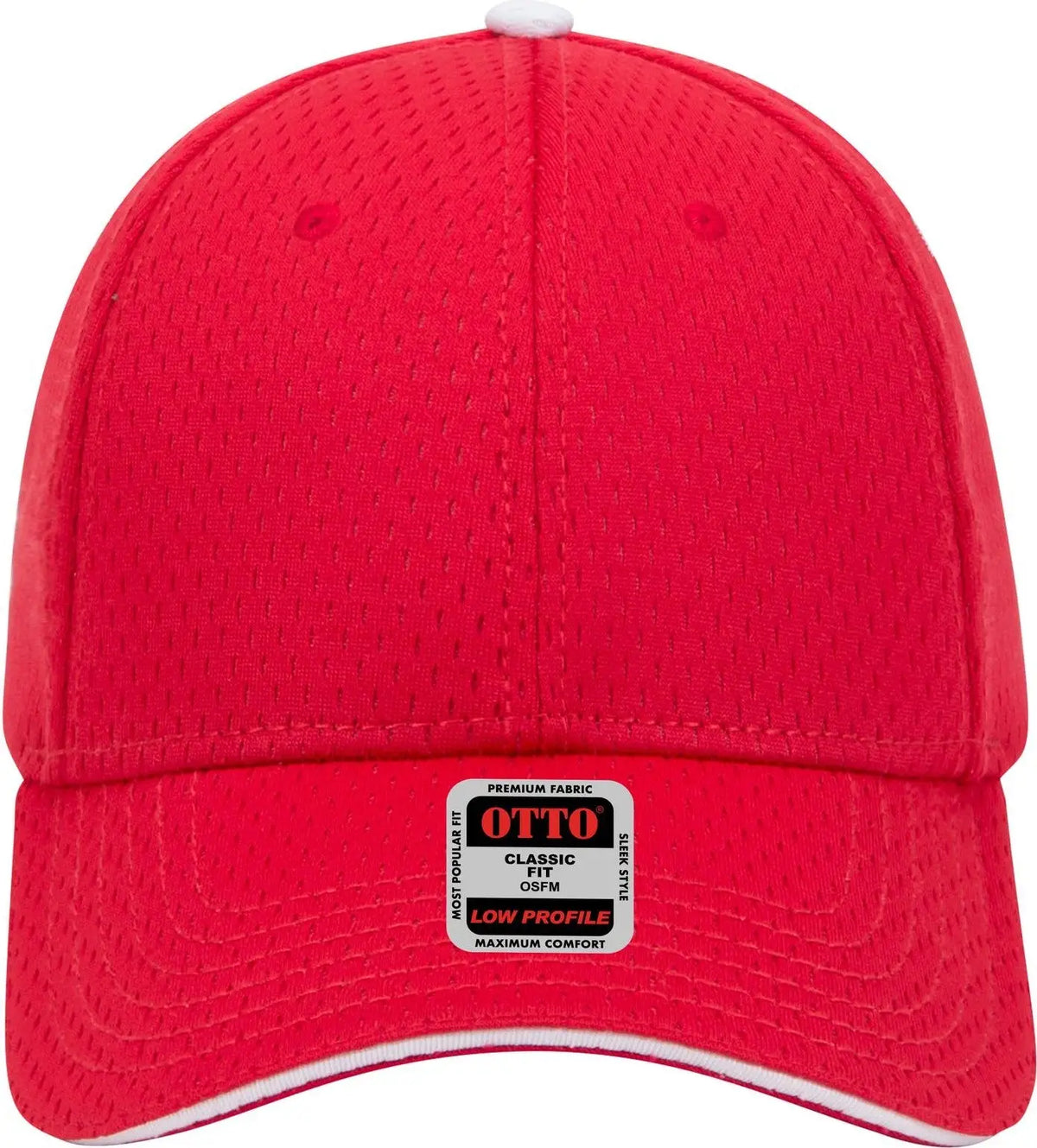 Otto 23-368 6 Panel Low Profile Baseball Cap - Red/red/wht - 1/2’’ - 7 5/8’’