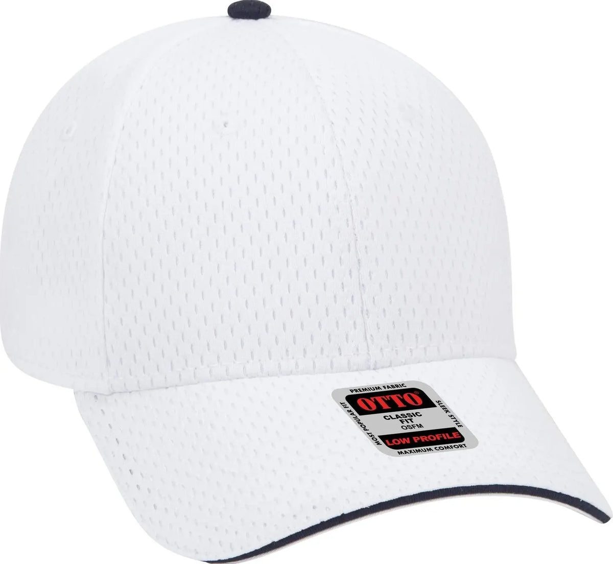Otto 23-368 6 Panel Low Profile Baseball Cap - Wht/wht/nvy