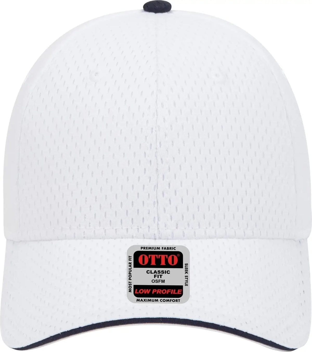 Otto 23-368 6 Panel Low Profile Baseball Cap - Wht/wht/nvy