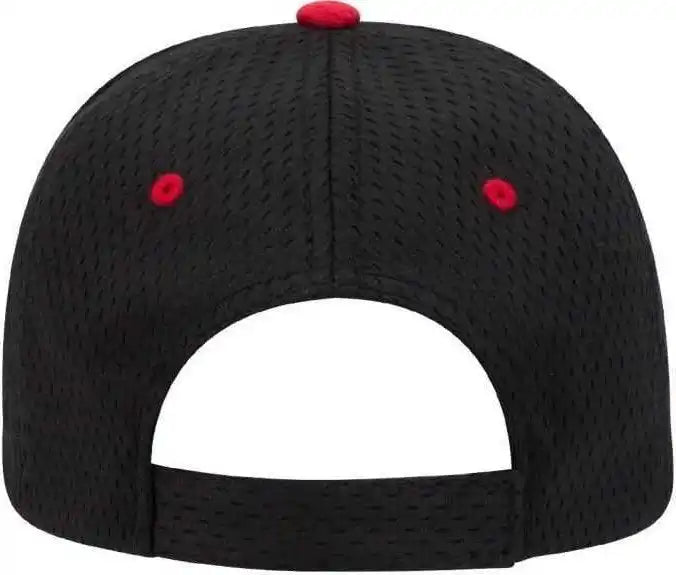 Otto 23-368 Polyester Pro Mesh Sandwich Visor Low Profile Style Structured Firm Front Panel Cap - Black Red - one Size