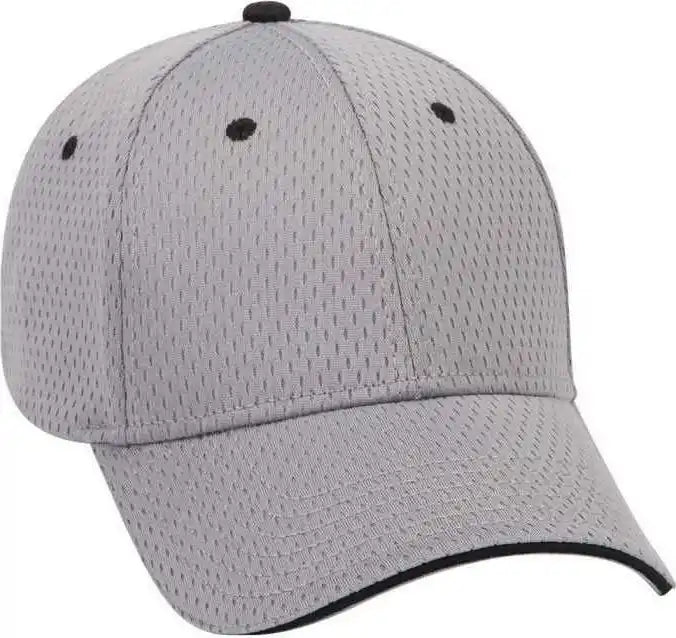 Otto 23-368 Polyester Pro Mesh Sandwich Visor Low Profile Style Structured Firm Front Panel Cap - Gray Black - one Size