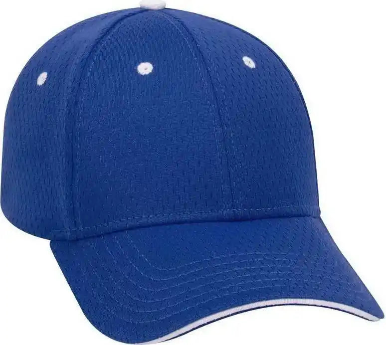Otto 23-368 Polyester Pro Mesh Sandwich Visor Low Profile Style Structured Firm Front Panel Cap - Royal White
