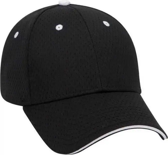 Otto 23-368 Polyester Pro Mesh Sandwich Visor Low Profile Style Structured Firm Front Panel Cap - Black White