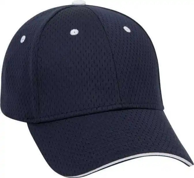 Otto 23-368 Polyester Pro Mesh Sandwich Visor Low Profile Style Structured Firm Front Panel Cap - Navy White - one Size
