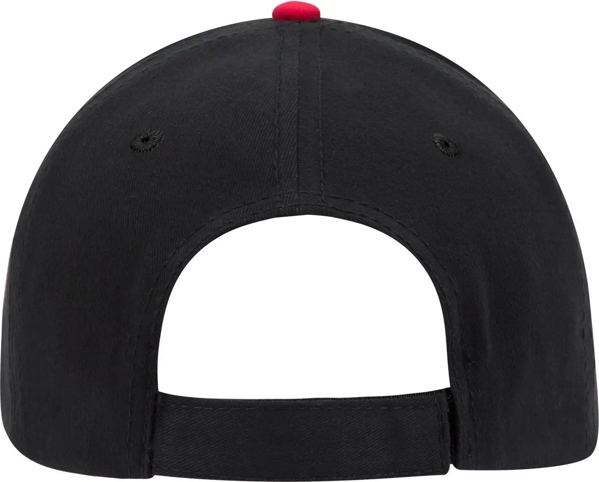 Otto 23-370 6 Panel Low Profile Baseball Cap - Blk/blk/red - 1/2’’ - 7 5/8’’