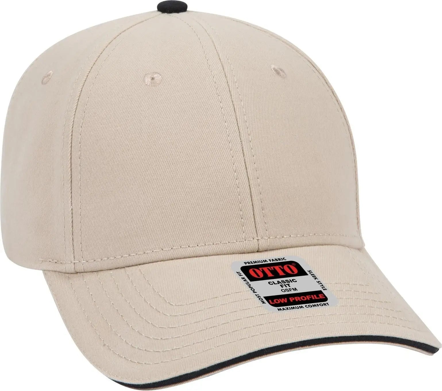 Otto 23-370 6 Panel Low Profile Baseball Cap - Kha/kha/blk - 1/2’’ - 7 5/8’’