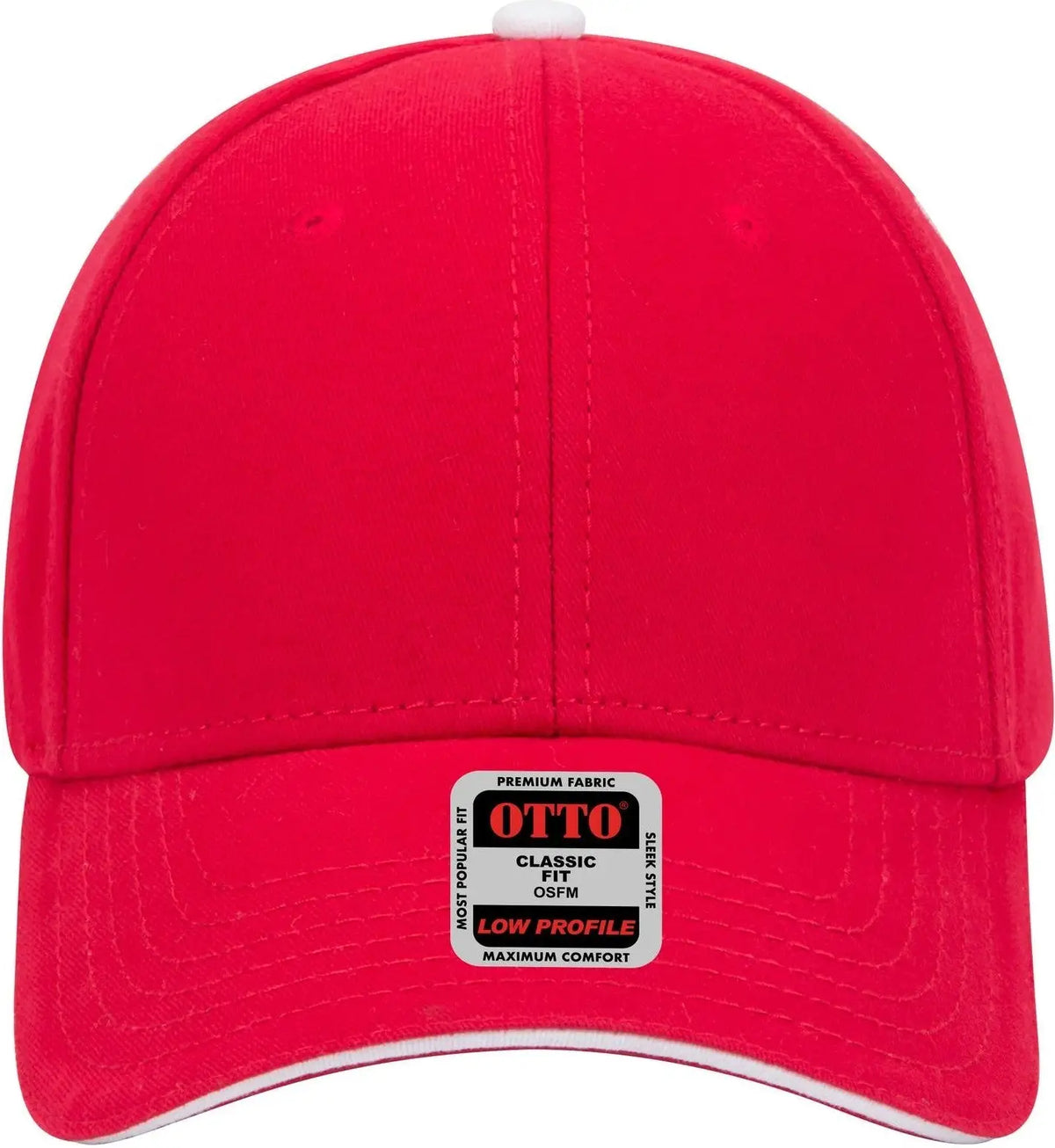 Otto 23-370 6 Panel Low Profile Baseball Cap - Red/red/wht - 1/2’’ - 7 5/8’’