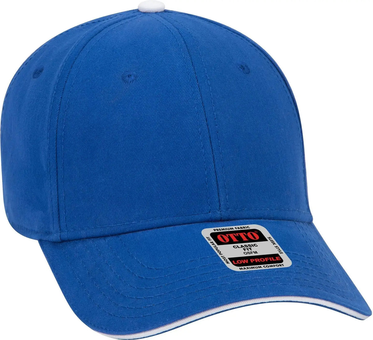 Otto 23-370 6 Panel Low Profile Baseball Cap - Ryl/ryl/wht - 1/2’’ - 7 5/8’’