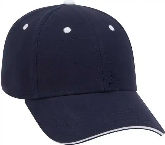 Otto 23-370 Superior Brushed Cotton Twill Sandwich Visor Low Profile Pro Style Structured Firm Front Panel Cap - Navy