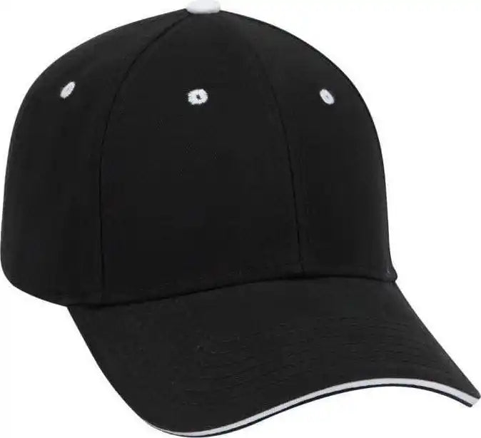 Otto 23-370 Superior Brushed Cotton Twill Sandwich Visor Low Profile Pro Style Structured Firm Front Panel Cap - Black