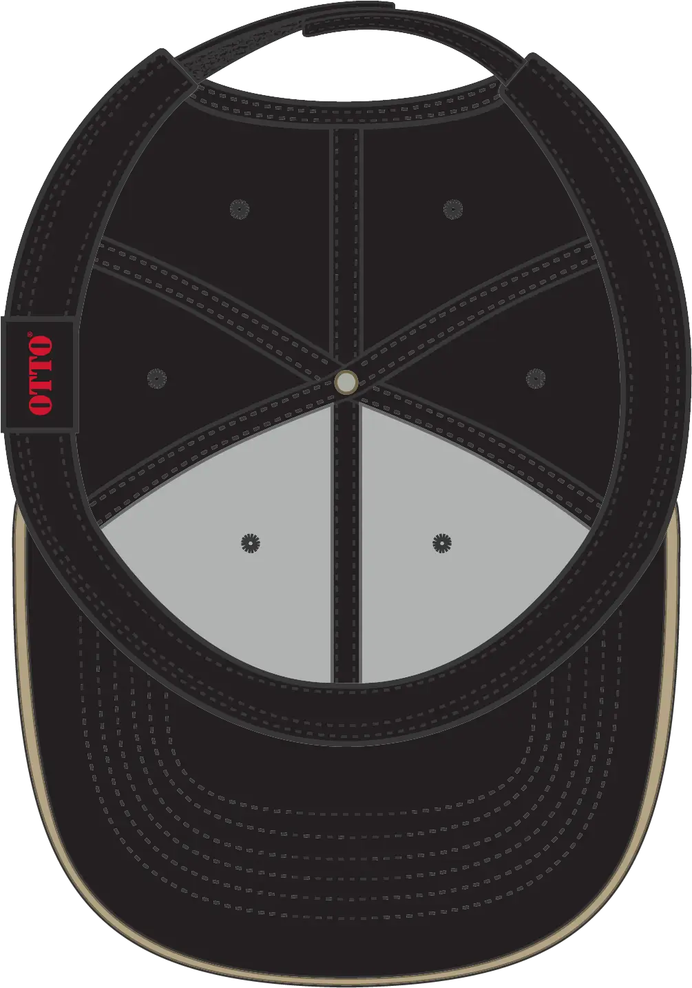 Otto 23-430 6 Panel Low Profile Baseball Cap - Blk/blk/kha - 1/2’’ - 7 5/8’’