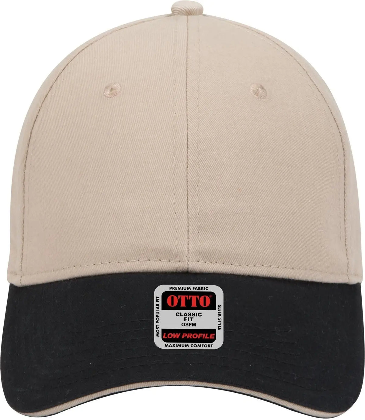 Otto 23-430 6 Panel Low Profile Baseball Cap - Blk/kha/kha - 1/2’’ - 7 5/8’’