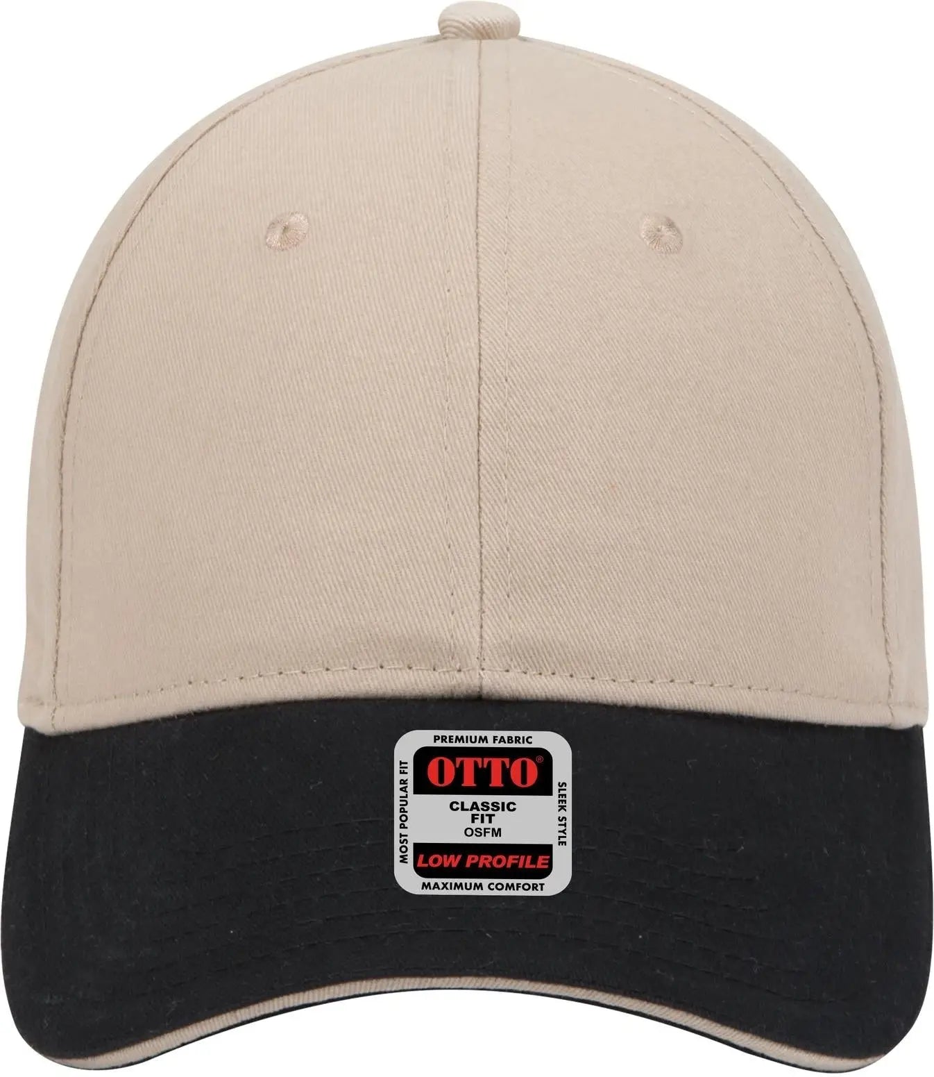Otto 23-430 6 Panel Low Profile Baseball Cap - Blk/kha/kha - 1/2’’ - 7 5/8’’