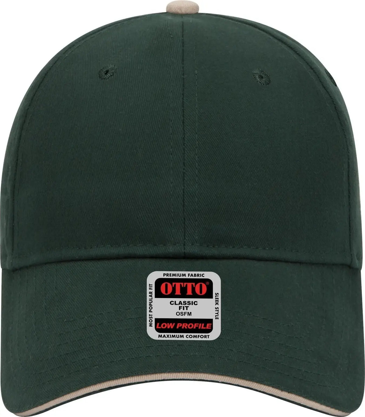 Otto 23-430 6 Panel Low Profile Baseball Cap - Dk.grn/dk.grn/kha - 1/2’’ - 7 5/8’’