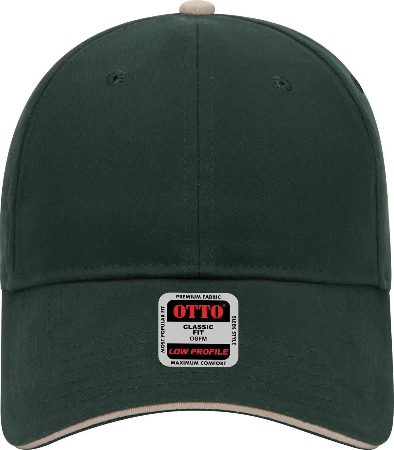 Otto 23-430 6 Panel Low Profile Baseball Cap - Dk.grn/dk.grn/kha - 1/2’’ - 7 5/8’’