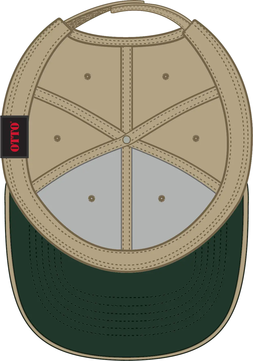 Otto 23-430 6 Panel Low Profile Baseball Cap - Dk.grn/kha/kha - 1/2’’ - 7 5/8’’