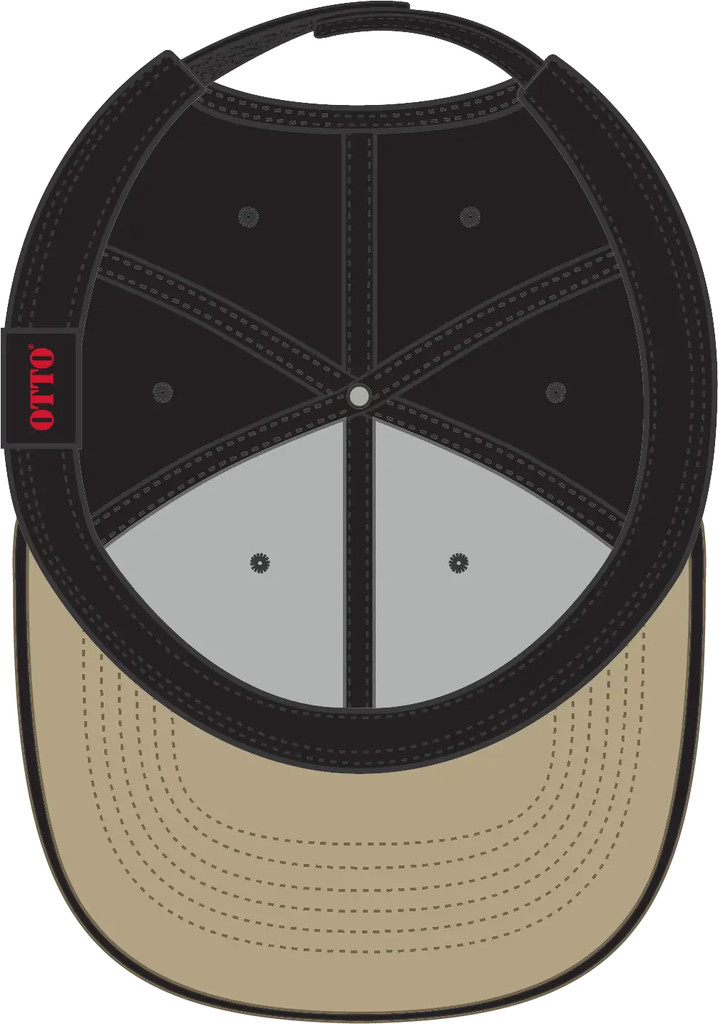Otto 23-430 6 Panel Low Profile Baseball Cap - Kha/blk/blk - 1/2’’ - 7 5/8’’