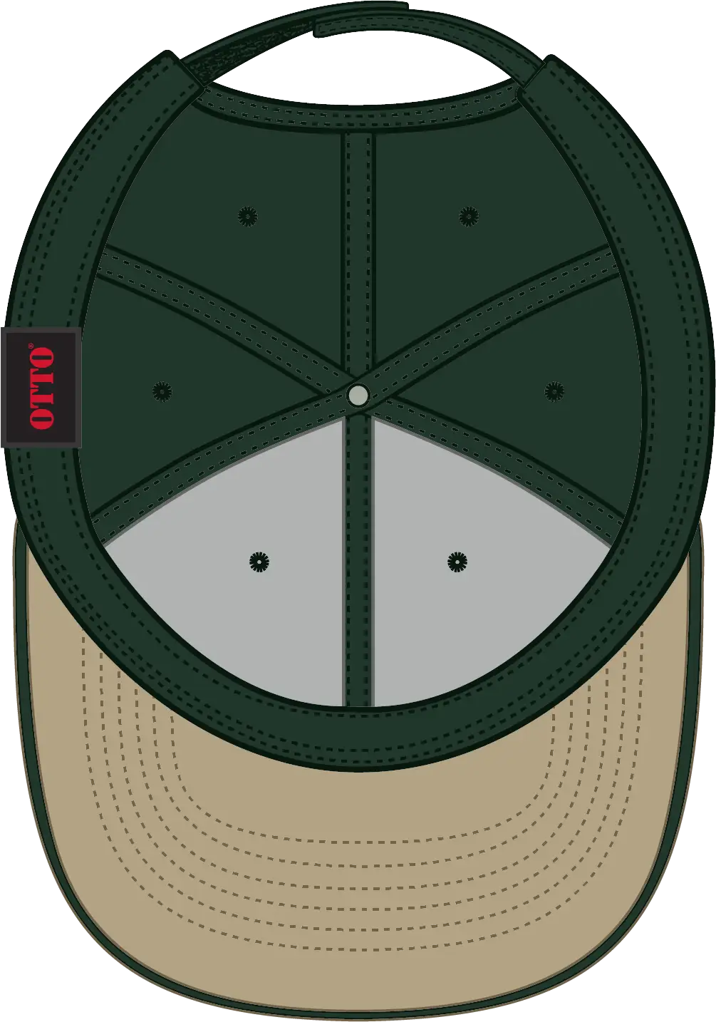 Otto 23-430 6 Panel Low Profile Baseball Cap - Kha/dk.grn/dk.grn - 1/2’’ - 7 5/8’’