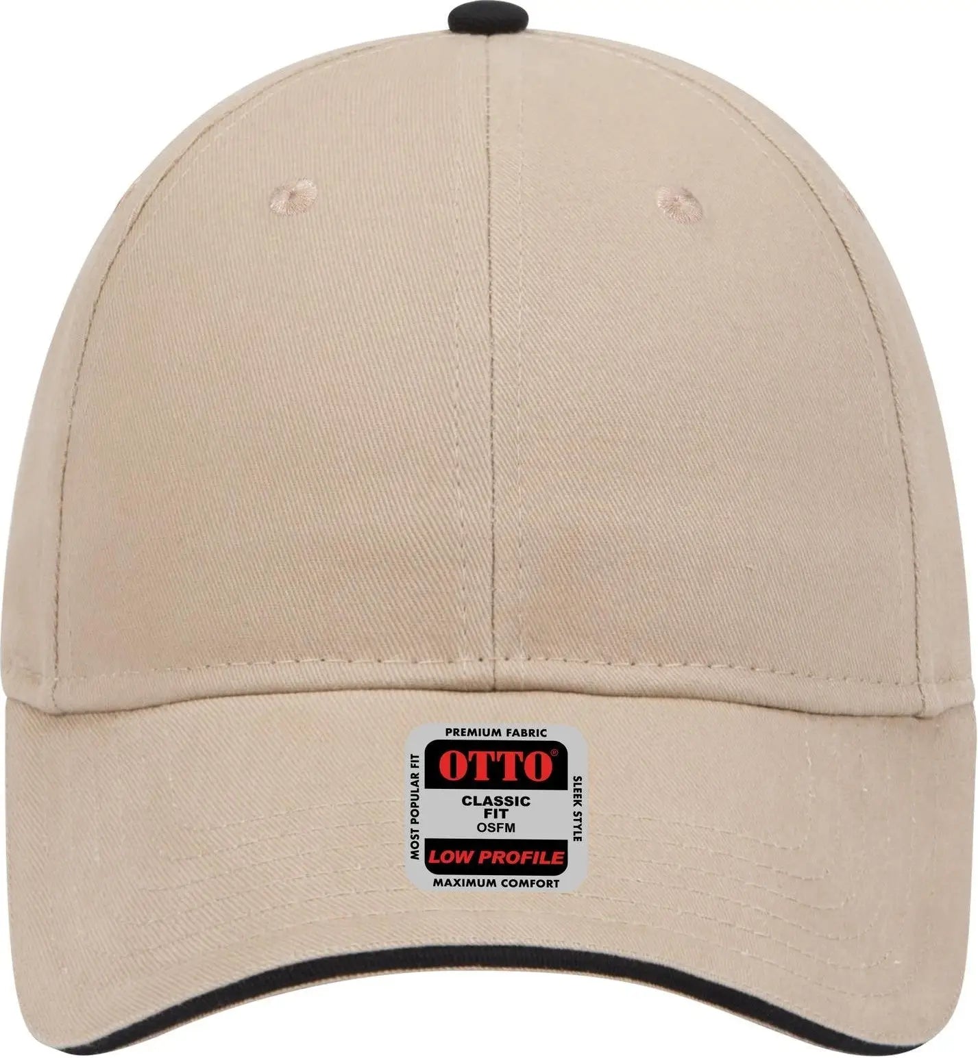 Otto 23-430 6 Panel Low Profile Baseball Cap - Kha/kha/blk - 1/2’’ - 7 5/8’’