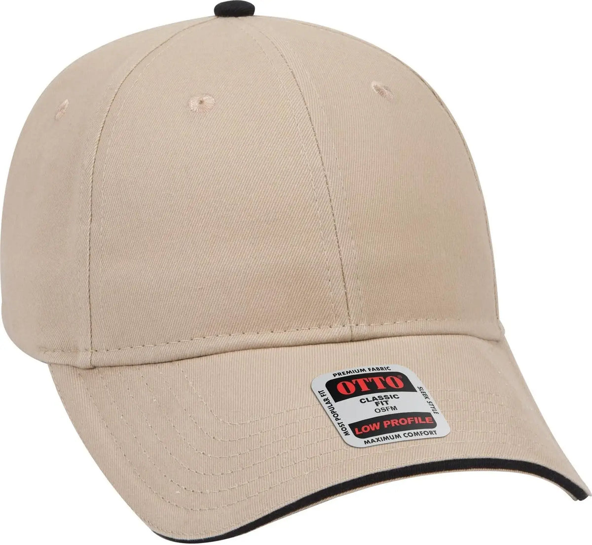 Otto 23-430 6 Panel Low Profile Baseball Cap - Kha/kha/blk