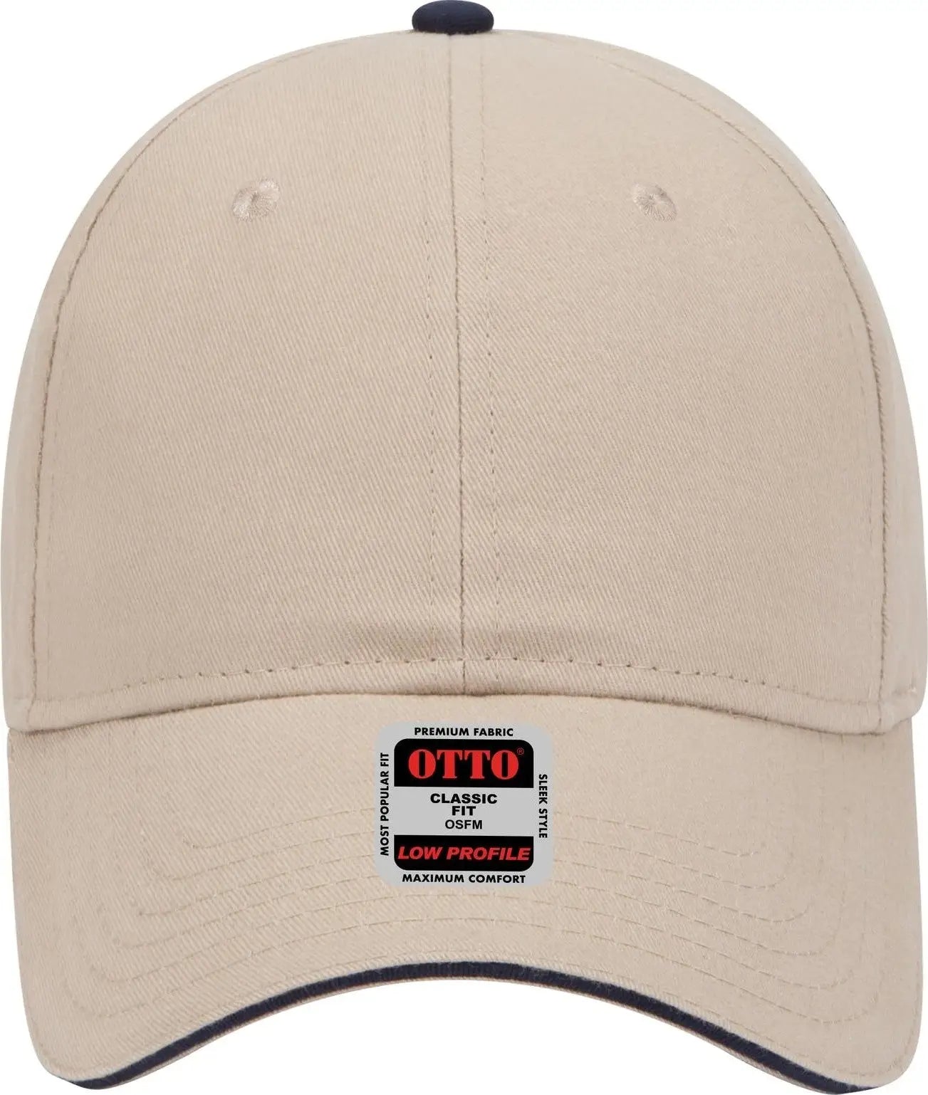 Otto 23-430 6 Panel Low Profile Baseball Cap - Kha/kha/nvy - 1/2’’ - 7 5/8’’