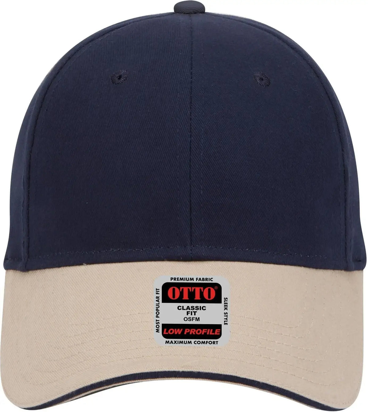 Otto 23-430 6 Panel Low Profile Baseball Cap - Kha/nvy/nvy - 1/2’’ - 7 5/8’’
