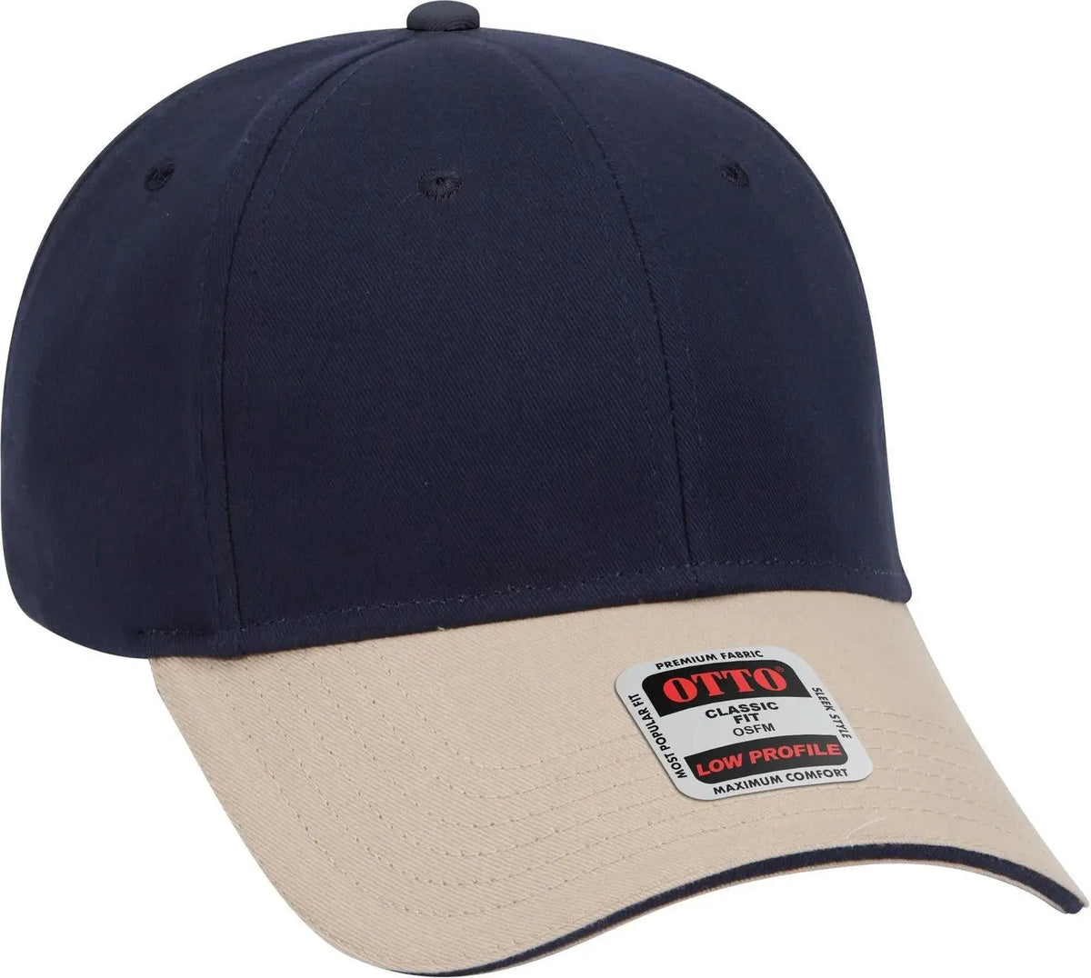 Otto 23-430 6 Panel Low Profile Baseball Cap - Kha/nvy/nvy - 1/2’’ - 7 5/8’’