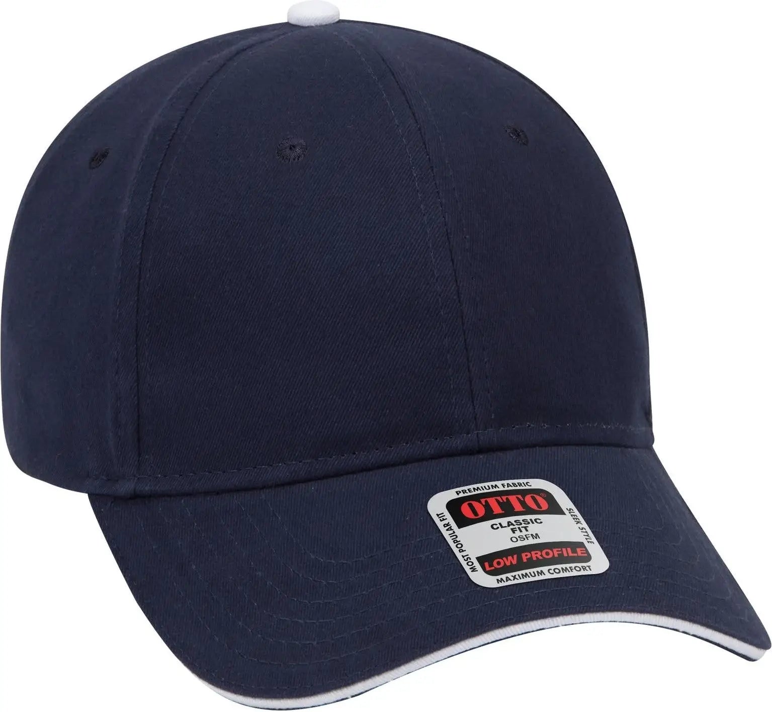 Otto 23-430 6 Panel Low Profile Baseball Cap - Nvy/nvy/wht - 1/2’’ - 7 5/8’’