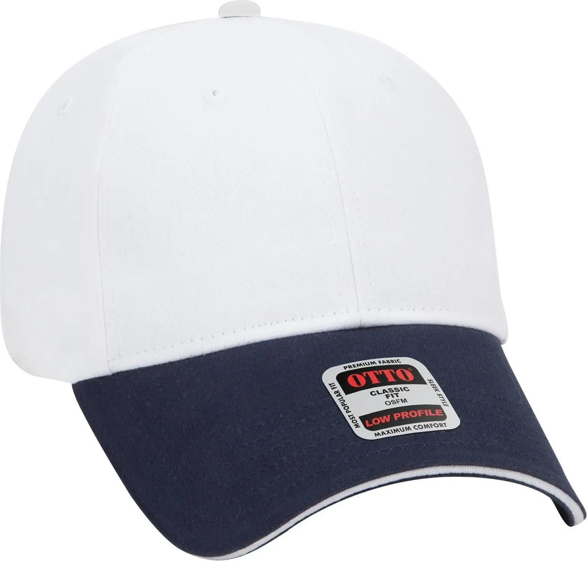Otto 23-430 6 Panel Low Profile Baseball Cap - Nvy/wht/wht - 1/2’’ - 7 5/8’’