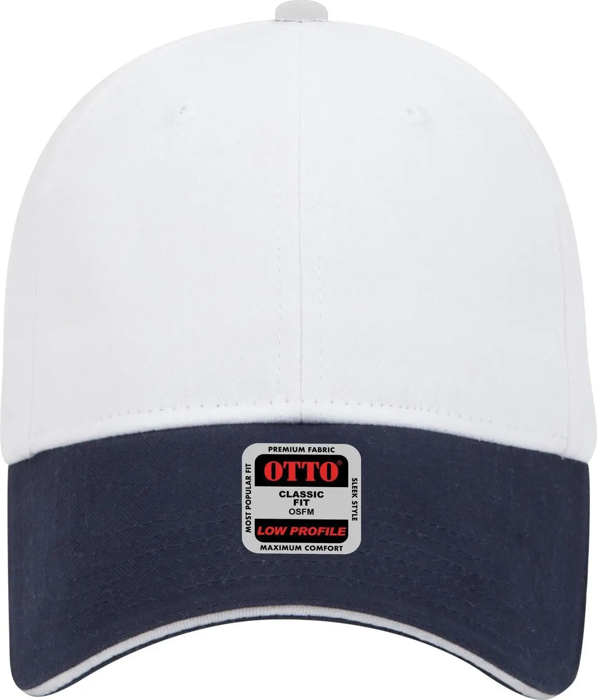Otto 23-430 6 Panel Low Profile Baseball Cap - Nvy/wht/wht - 1/2’’ - 7 5/8’’