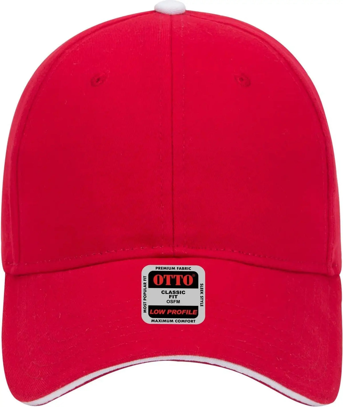 Otto 23-430 6 Panel Low Profile Baseball Cap - Red/red/wht - 1/2’’ - 7 5/8’’
