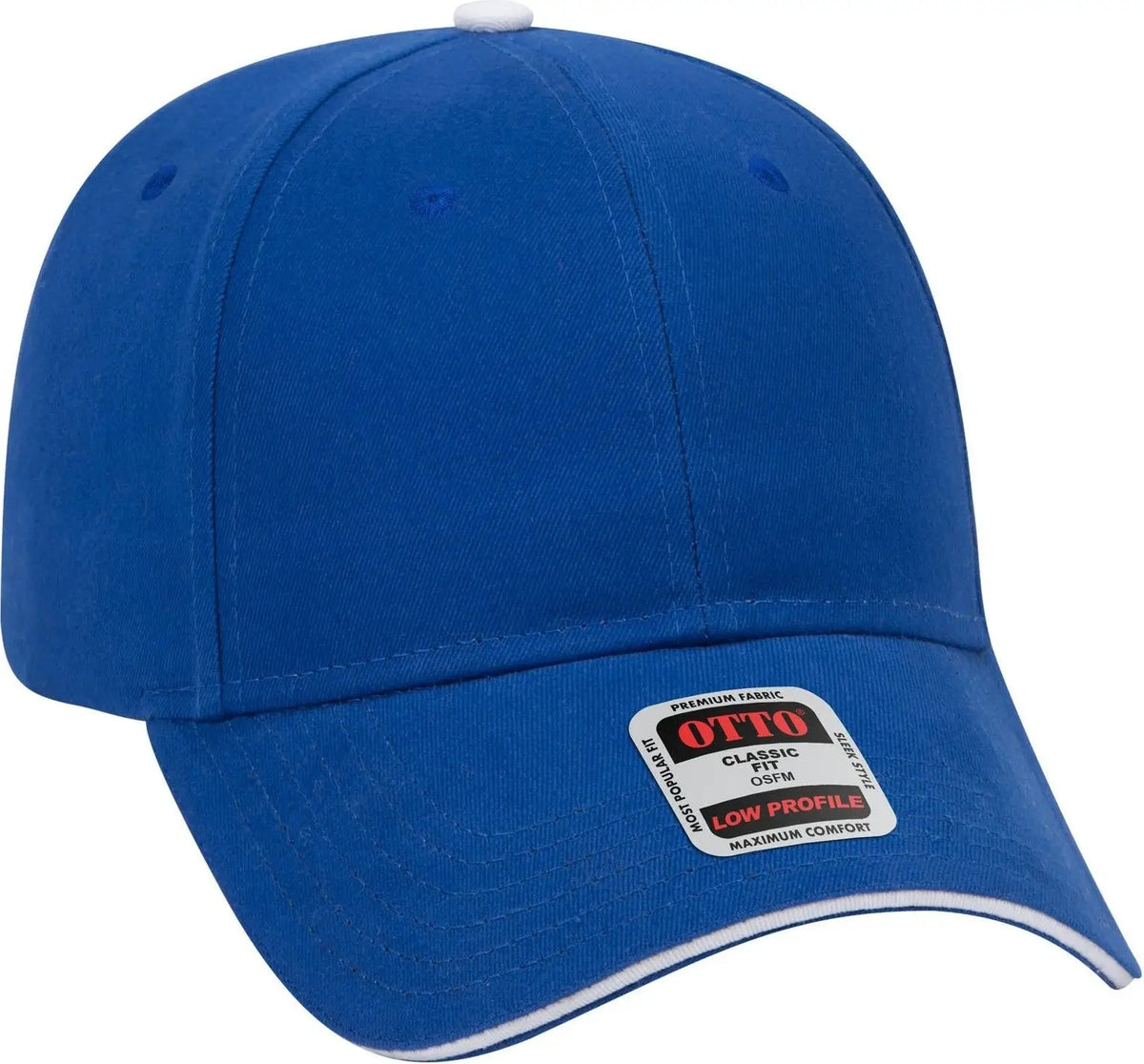 Otto 23-430 6 Panel Low Profile Baseball Cap - Ryl/ryl/wht - 1/2’’ - 7 5/8’’