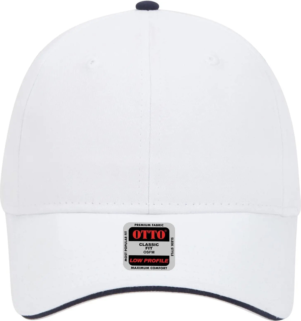 Otto 23-430 6 Panel Low Profile Baseball Cap - Wht/wht/nvy
