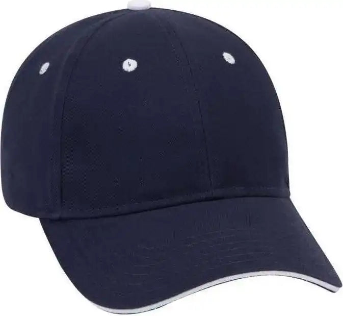 Otto 23-430 Brushed Cotton Twill Sandwich Visor Low Profile Pro Style Cap with 6 Embroidered Eyelets - Navy White