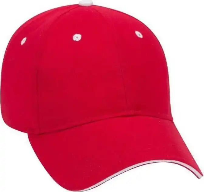 Otto 23-430 Brushed Cotton Twill Sandwich Visor Low Profile Pro Style Cap with 6 Embroidered Eyelets - Red White